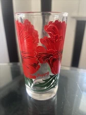 50s 60s MCM Boscul Peanut Butter Flower Drinking Glass 5" POPPY Small Script
