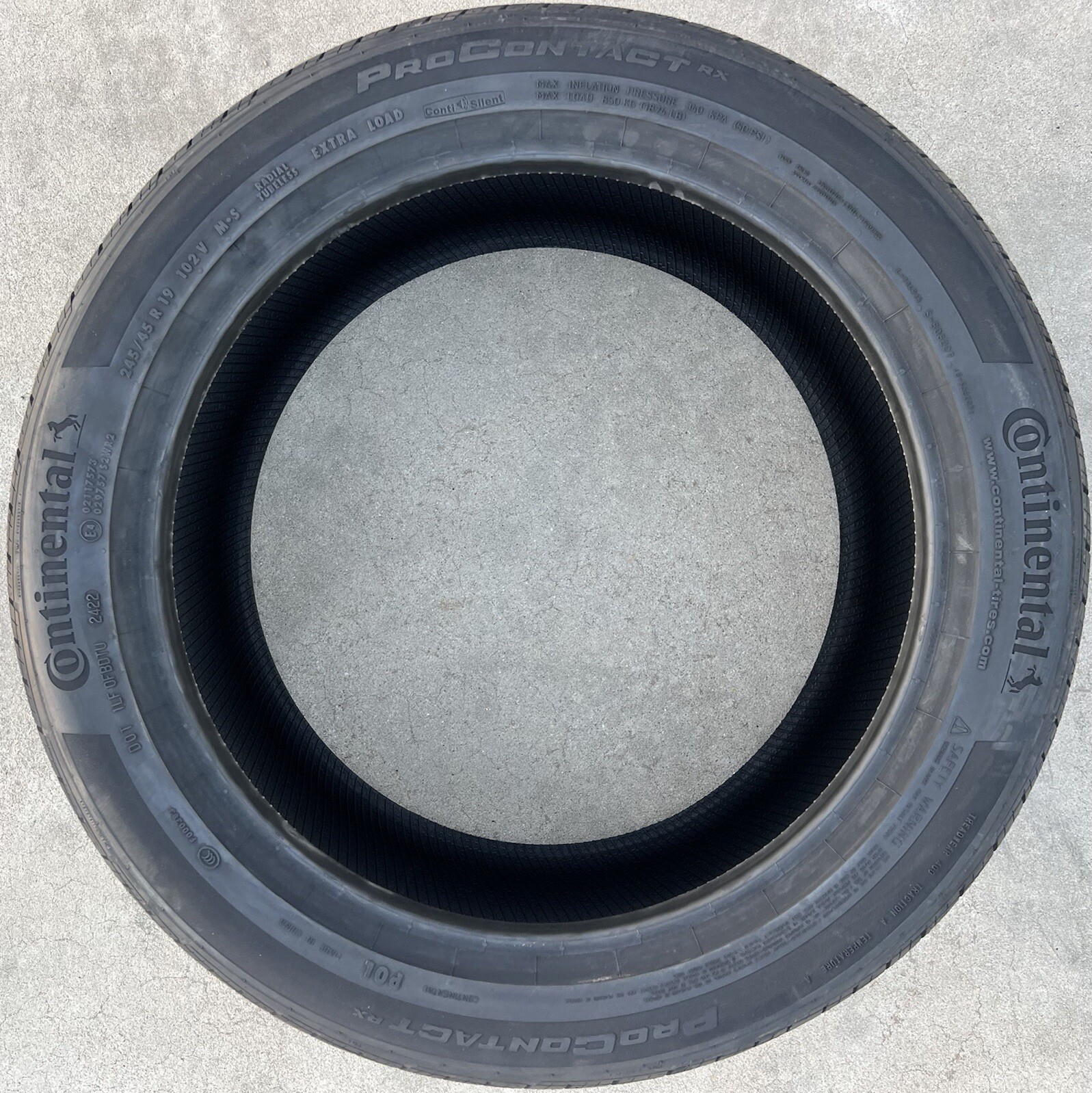 Set of FOUR NEW 245/45R19 Continental ProContact RX ContiSilent Tires