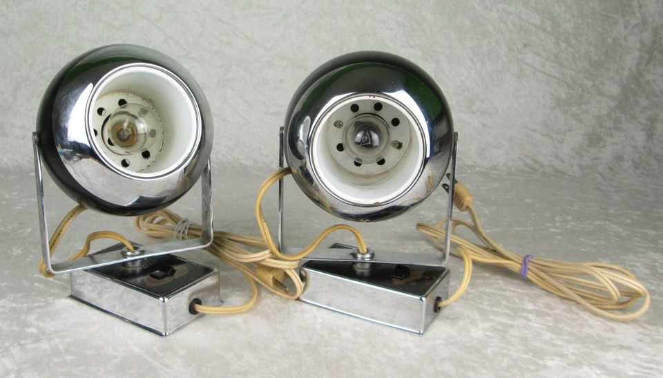 2 Hamilton Industries Model H6 Eyeball Lamps Japan Mid Century Modern Vintage