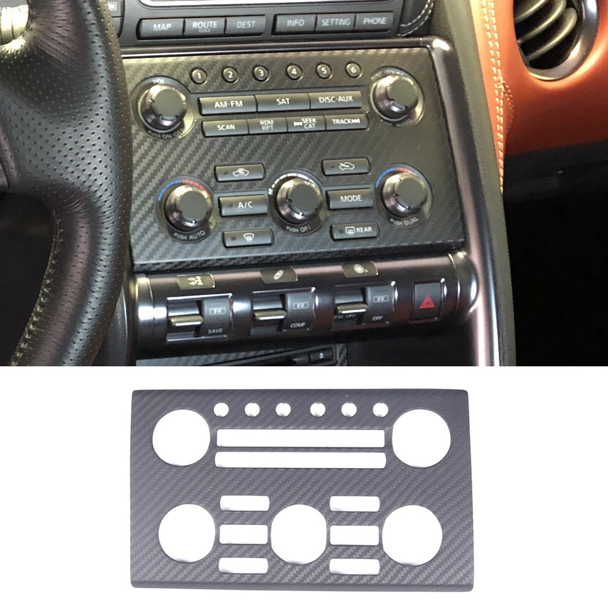 Matte Real Carbon Fiber Center Console Trim For Nissan GT-R R35