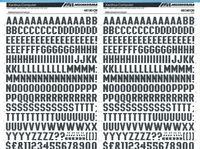 MECANORMA Dry Transfer Lettering Sheet 487.60 CN #715 XANTHUS COMPUTER  15mm