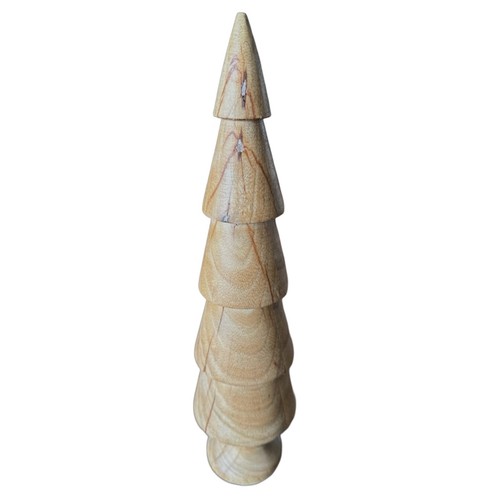 Solid Wood Christmas Tree 12.5” (pair of 2) Carved Rustic Minimalist Design - Picture 3 of 6