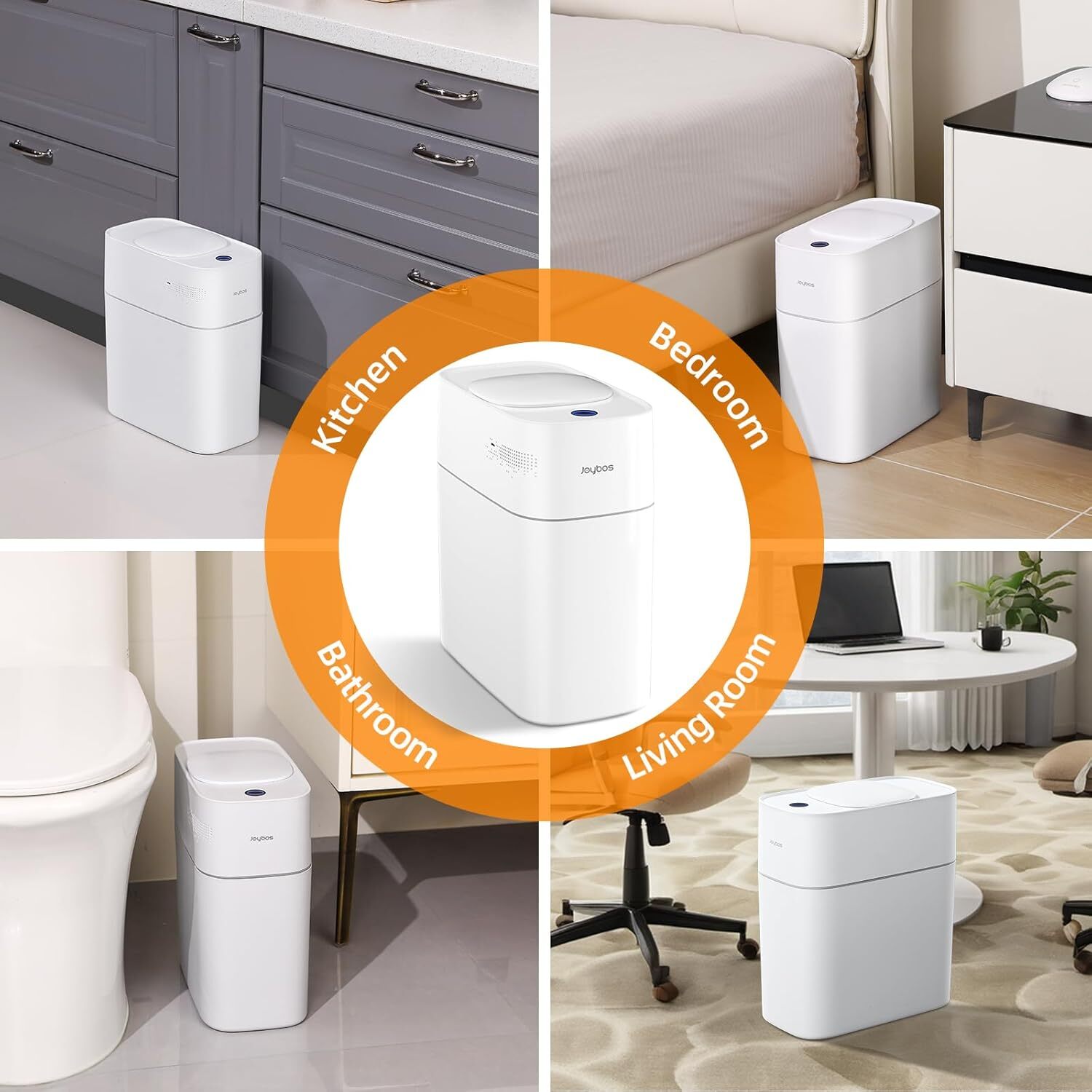 Automatic Motion Sensor Bathroom Wastebasket with Lid, Slim Smart Wastebasket