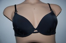 M&S Underwired Moulded Cup Plunge Bikini Top Black UK 34B EUR 75B New Tags Cut