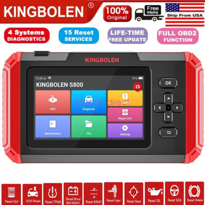 Kingbolen S800 OBD2 Scanner ABS SRS EPB SAS TPMS Code Reader Car Diagnostic Tool