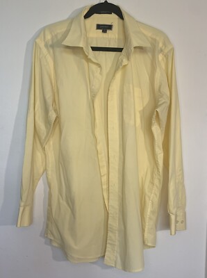 Men s Yellow Angelo Rossi Long Sleeve Button Down Dress Shirt Large