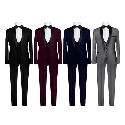 Slim Fit Men's Tuxedo in Black*Bordeaux*Blue*Grey*-Suit-Wedding-Stage