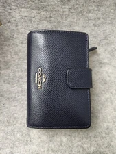 Coach Leather Medium Corn Zip Wallet Midnight F11484