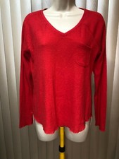 Jenni Pajama Top Size S Long Sleeve Lounge Cozy Sleep Shirt V Neck Orange Womens