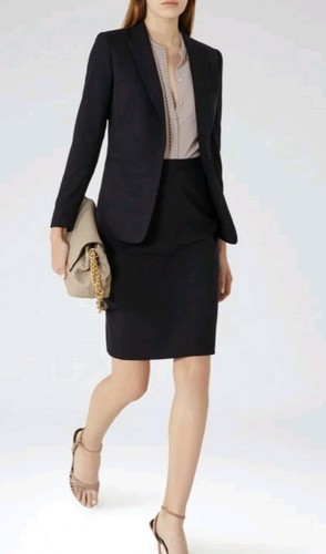 Designer REISS Tyra pencil skirt size 12 --BRAND NEW-- knee length checked wool
