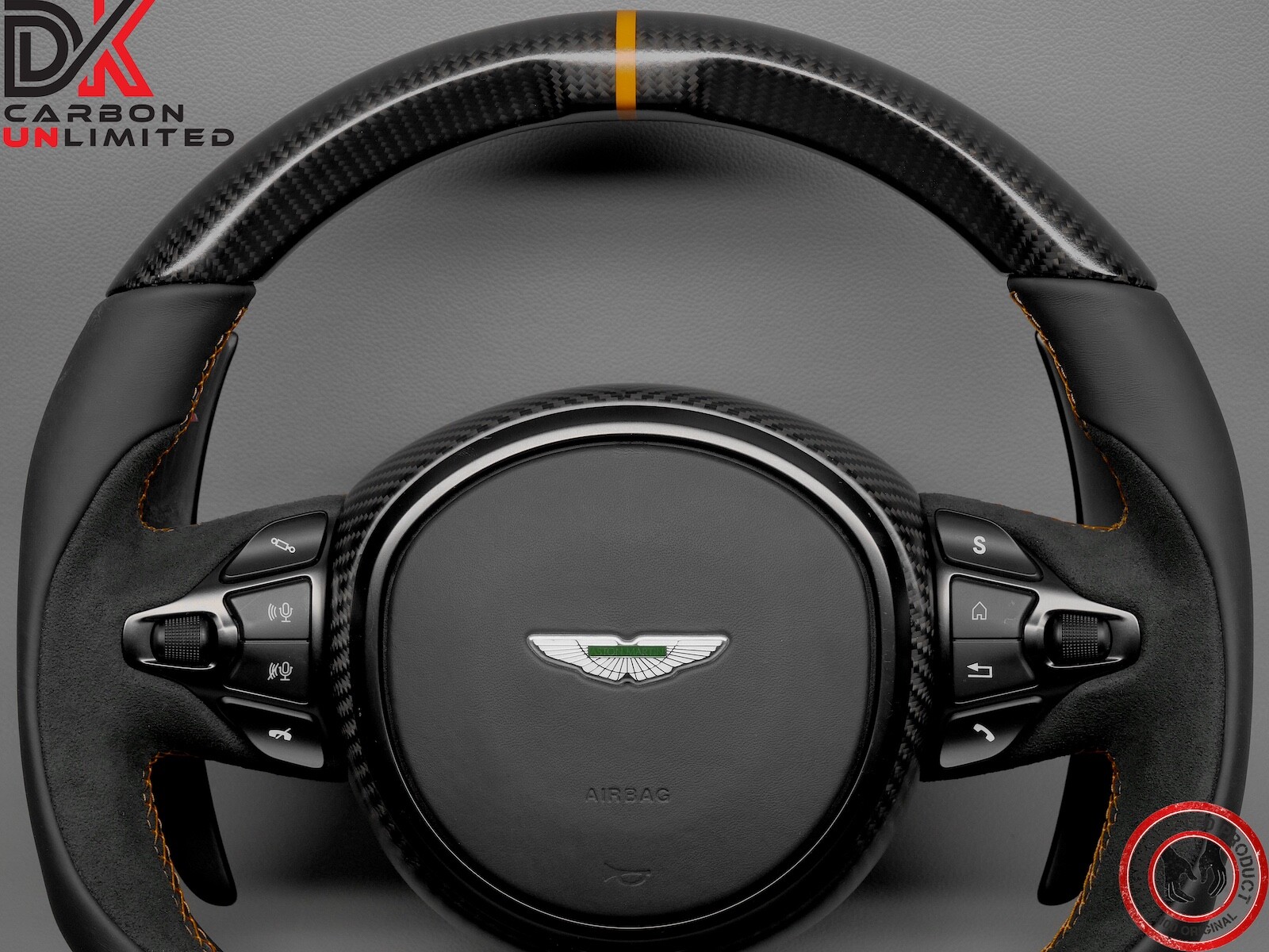 Aston Martin DB11 DBS Vantage Orange Ring Matte Twill Carbon Steering Wheel v3