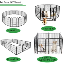 8panel/40" 16panel/24"32" Metal Dog Cat Exercise Fence Playpen Kennel For Pet
