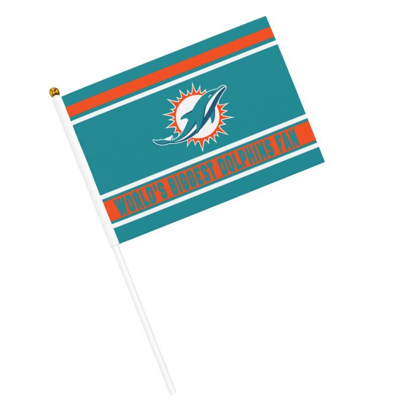 World's Biggest Miami Dolphins Fans Handheld Flag Decorative Flag 10PCS