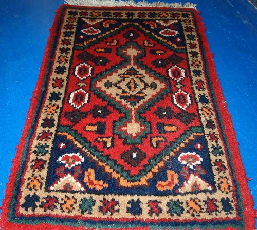 Alfombra vintage Oriental hecho a mano 41cm x 61cm 1970s - 1C763 - Picture 7 of 9