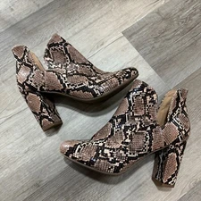 Lane Bryant Dream Cloud Bootie Women's 8 Wide Brown Snakeskin Cutout High Heel