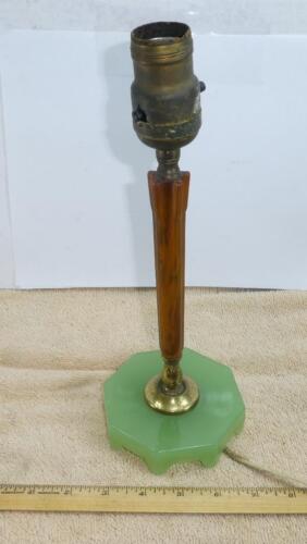 Vintage Art Deco Jadeite & Bakelite Table Lamp Light !!