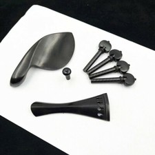 5 sets Ebony Wood 4/4 Violin Parts Accessories Tail piece Chinrest Pegs End pin
