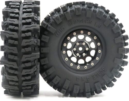 4-Pack of 120mm Soft Sticky Mud Slingers Tires & Beadlock Wheels for RC Crawlers - Picture 4 of 11