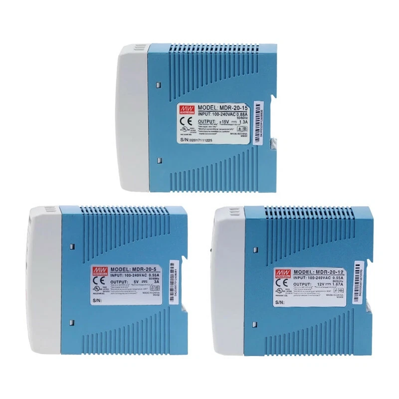 MDR-20 20W 5V 12V 15V 24V Din Rail Switching Power Supply AC/DC Single Output - Image 2 of 4
