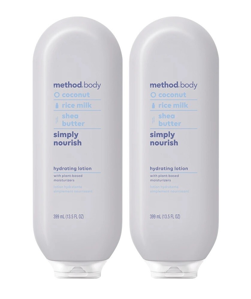 Method Simply Nourish Hydrating Body Lotion 13.5 oz 2-Pack Damaged Lid
