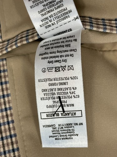 TOPMAN SUIT JACKET/BLAZER WITH STRETCH IN BEIGE MIX CHECK SIZE 38R BNWOT - Picture 5 of 5