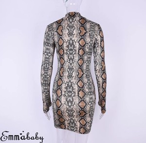 long sleeve snakeskin bodycon dress
