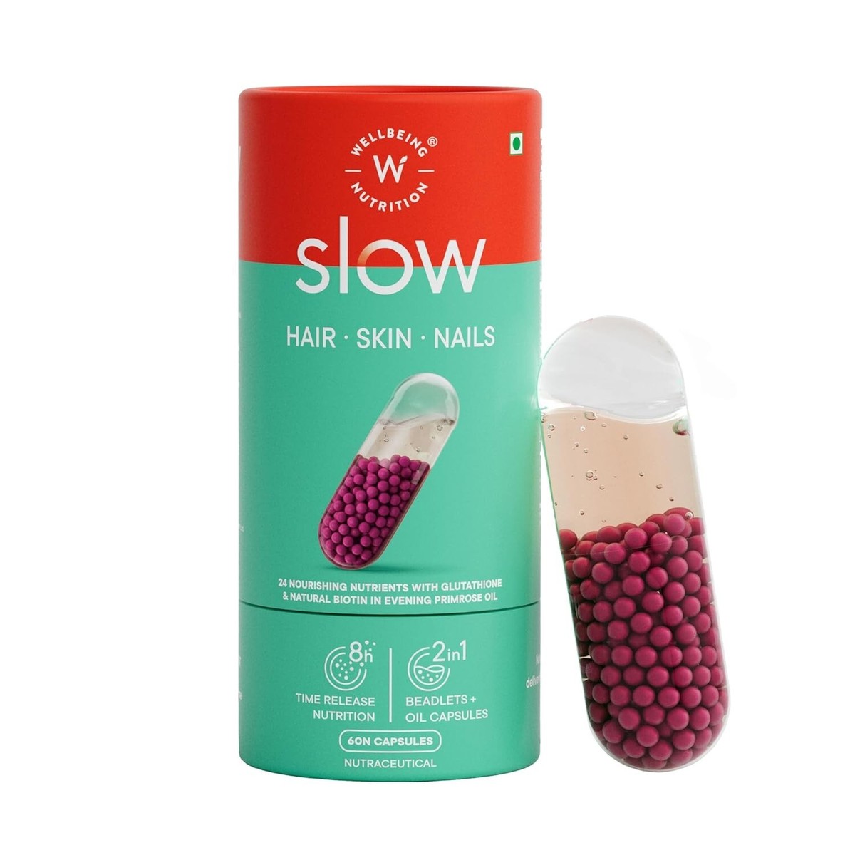 Wellbeing Nutrition Slow Skin Hair and Nails Capsules for Women & Men 60  Capsule