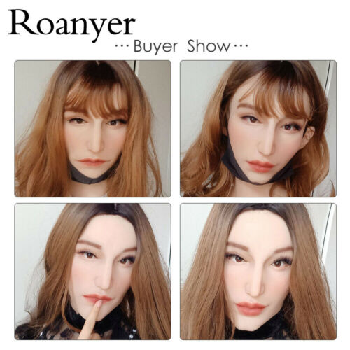 Roanyer Realistic Silicone Female Head Mask Cosplay Crossdress Transgender DQ - Imagen 4 de 12