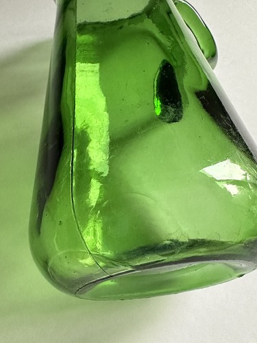 Vtg Green Glass Pitcher Italy Pinched Spout Ice Lip Applied Handle 7 1/2" - Picture 13 of 21