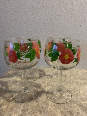 (6) FRANCISCAN DESERT ROSE GLASSES WINE GOBLETS Vintage EUC FRANCE  Box1