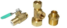 Brass EZ RO Water Filtration Universal Adapter Kit-3/8"QC Valve-Tee-1/2"x3/8"Nip