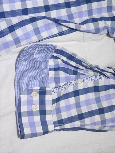 Tommy Bahama Hombre Camisa Azul Blanco Cuadros 3XL Manga Larga 100% Algodón Pima Cuello - Imagen 6 de 7