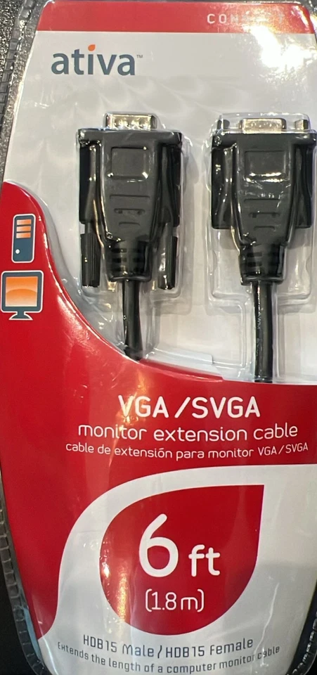 Ativa VGA/SVGA Monitor Cable 6 Feet HDB 15 Male/ HDB Male - Image 4 of 4