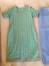 Women Stitched Salwar Kameez suit Kurti Saree Sari dress Sz S M Green 2 pcs