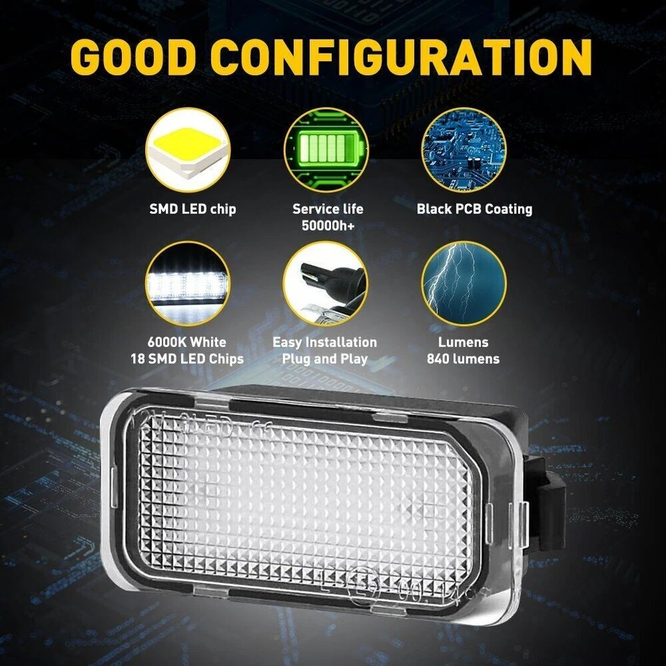 2013-2018 For Ford C-MAX Edge Ranger Transit Connect LED License Plate Light SET Foto 3 de 4
