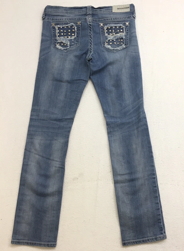 Pantalones de mezclilla elásticos cristal AFFLICTION Jenna Jeans para mujer 32x32 (30 etiquetas) Foto 2 de 4