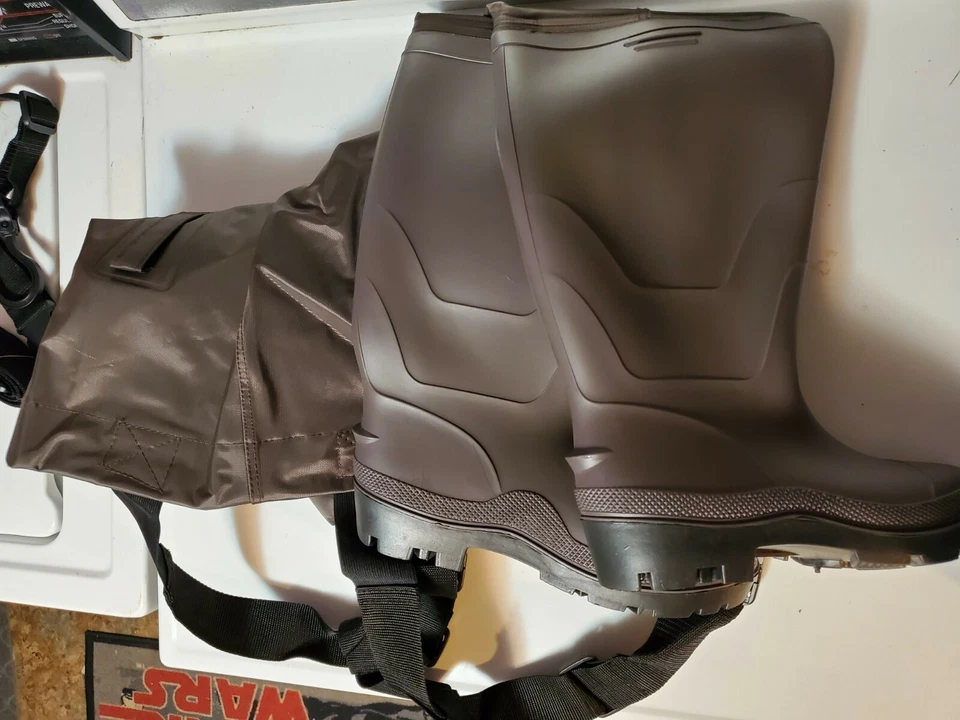 Vadeadores de pecho alto Mountak para hombre con botas, lona duradera para hombre talla 9 marrón Foto 4 de 4