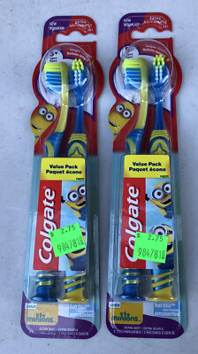 4 Colgate Kids Toothbrush Extra Soft Bristles Minions suction cup