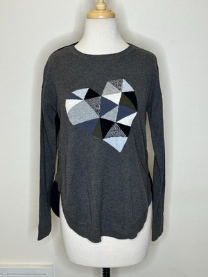 Lisa Todd Heart Pattern Cashmere Blend Sweater Knit Top Size S
