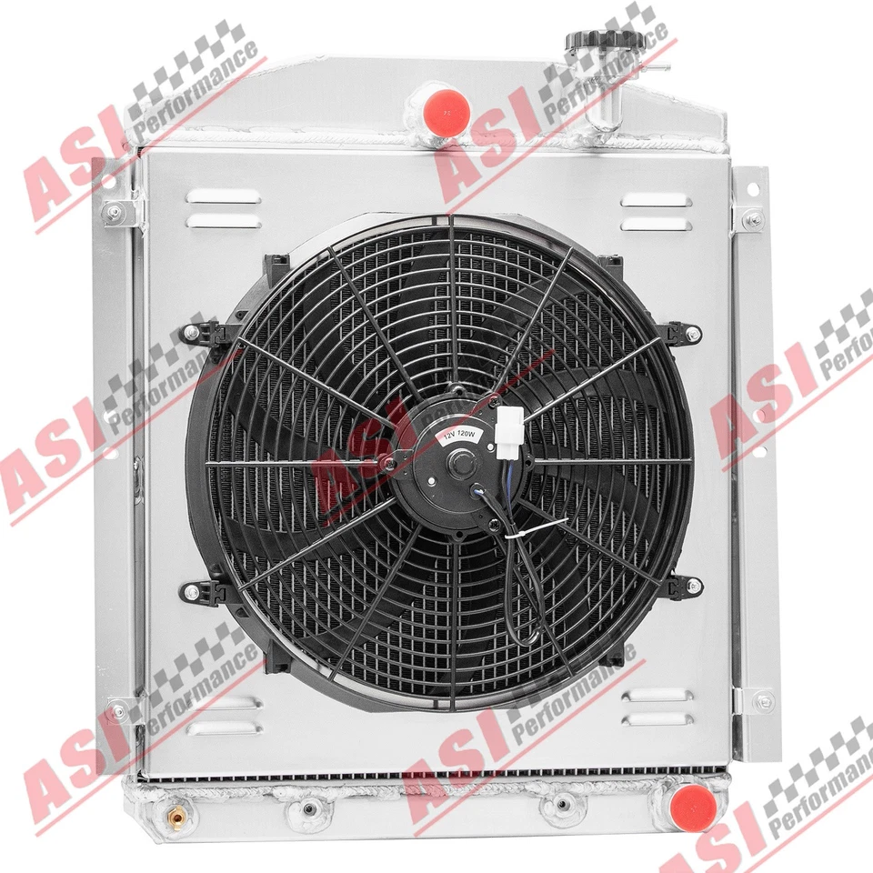 4 Row Radiator&Shroud Fan For Chevy GMC Truck Pickup V8 w/ TOC 1948-1954 HOT! - Image 3 of 4