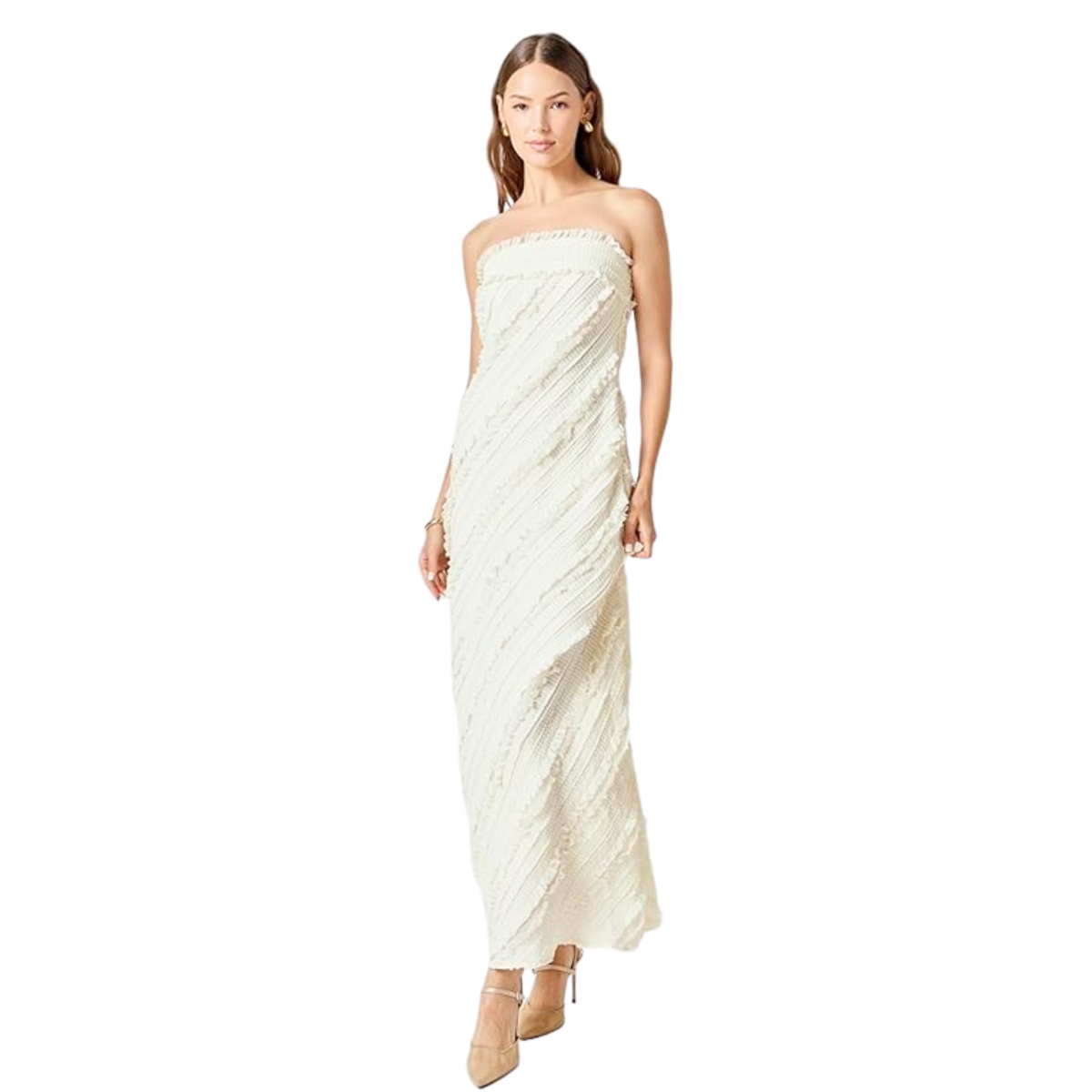 knee length dresses for ladies Strapless Ruffled Maxi Dress – Endless Rose main image 1