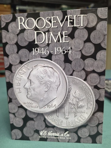 New ListingRoosevelt Silver Dime Collection 1946-1964, Multiple Mints, H.E. Harris Album
