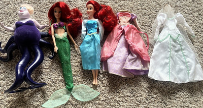The Little Mermaid Ariel & Ursula Fashion Dolls Lot 11in + Accs