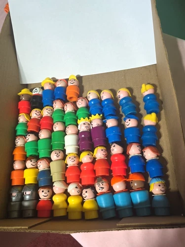 Vtg/ Recent FISHER PRICE Lot (45)   LITTLE PEOPLE Figures Cowboys, workers dog +