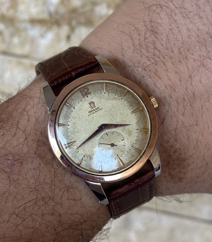 Reloj Omega Pre Seamaster 1949 vintage parachoques Calatrava con caja bisel dorado 38 mm Foto 3 de 4