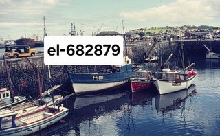 Original Dia Falmouth Town Harbour Fischerboote Datum 1974 CR