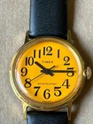 Vintage 1977 Timex Sprite Men Watch 30.5mm Orange dial serviced new leather band
