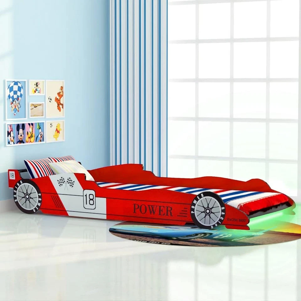 Lit Voiture de Course à LED pour Enfants 90x200 cm Bleu Chambre Enfant vidaXL - Photo 1/2