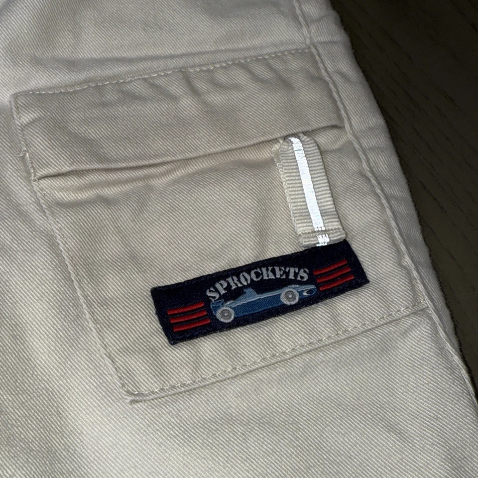 Pantalones tostados 100 % sarga algodón piñones bebé niño 6/9 m Foto 2 de 4