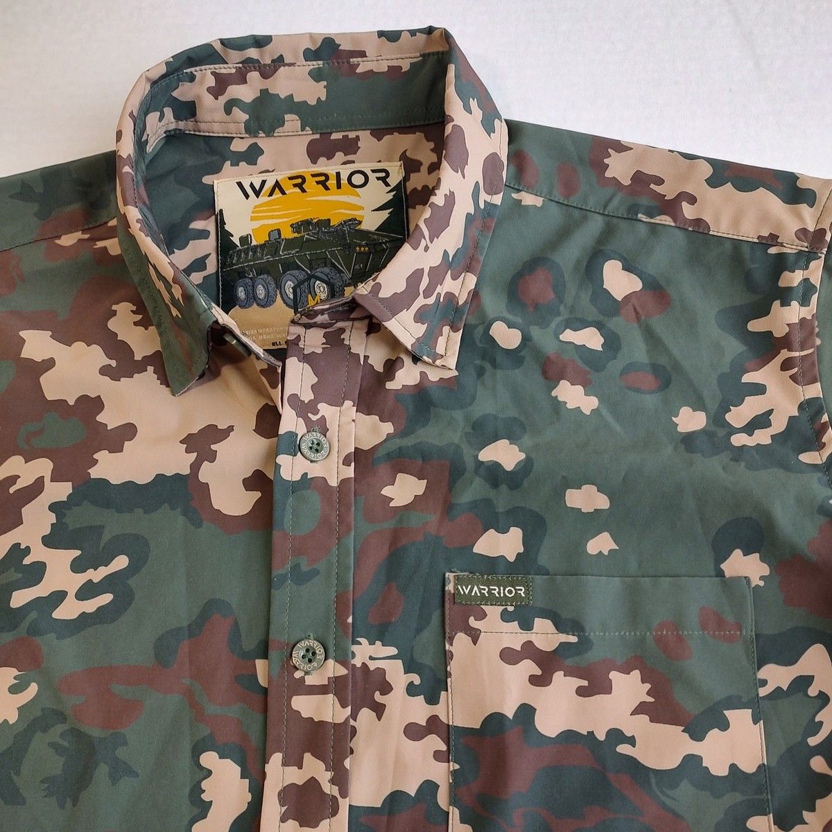 camo dress shirt Camouflage Long Sleeve Men Button Up Shirt, Green Tactical Woodland Outdoor Print Casual Buttoned Collar Chest Pocket Lightweight 2XL you can measure a shirt you already own that fits well and compare those measurements to our chart Cotton Twill Button Up -
